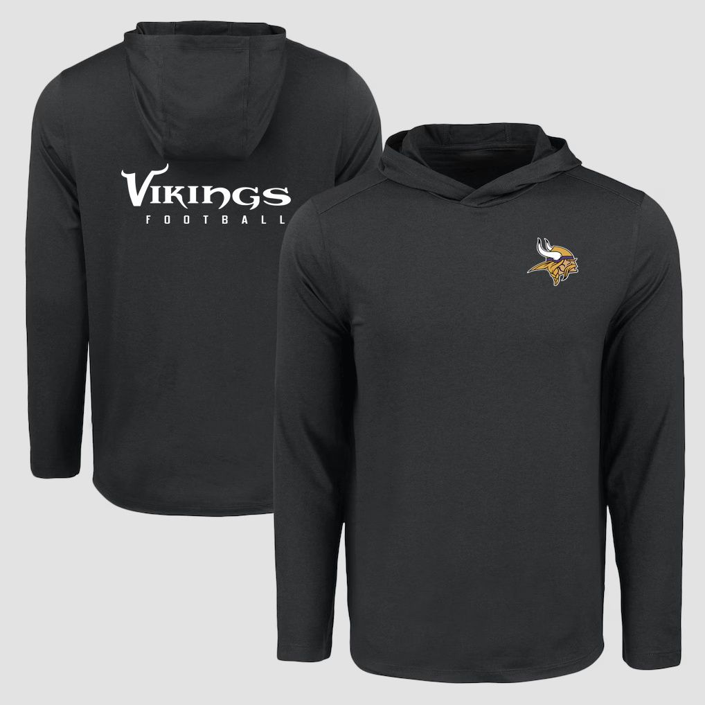 Men 2026 NFL Minnesota Vikings Hooded long sleeved T-shirt black 05